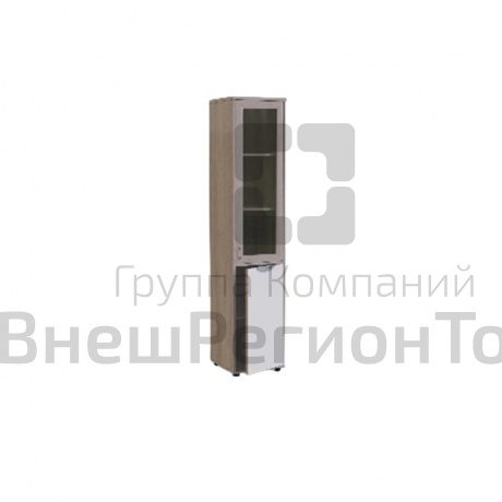 Шкаф для документов узкий полуоткрытый со стеклом, рама МДФ.