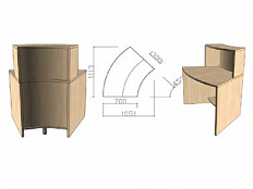 Кафедра выдачи угловая 45 град.внешн. 1113х1051х1160