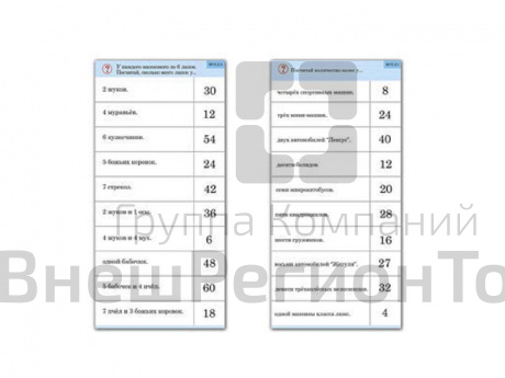 Комплект карточек 10 шт. Обучающий калейдоскоп. Умножение на 2, 5 и 10.