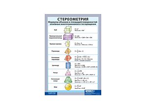 Стереометрия. Формулы объемов и площадей поверхностей основных многогранников и тел вращения