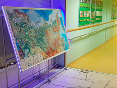 Стенд Карта России рельефная, с кнопками, 204х124х5 см, для детей с ОВЗ