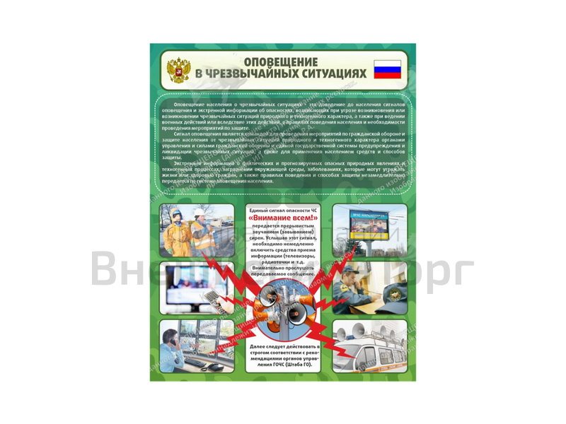 Пособия наглядной экспозиции по охране зданий и оповещения.