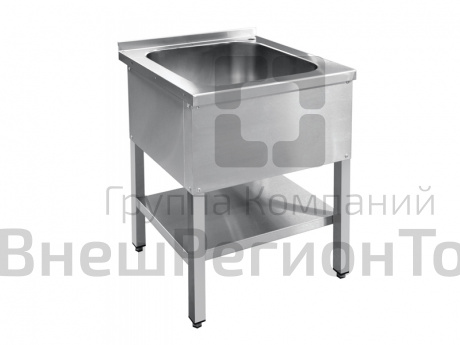 Ванна моечная, 1 секция + полка, нерж.ст., 635х700х860 мм.