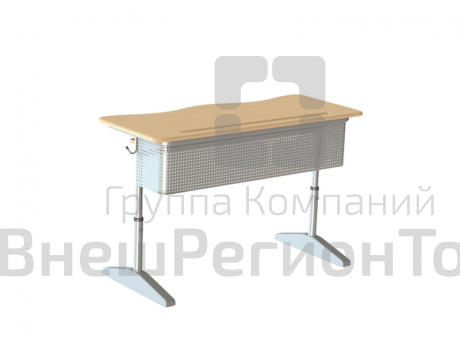 Парта двухместная с полкой и перф. экраном.