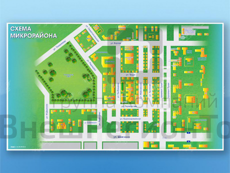 Магнитно-маркерная доска по ПДД Схема микрорайона.