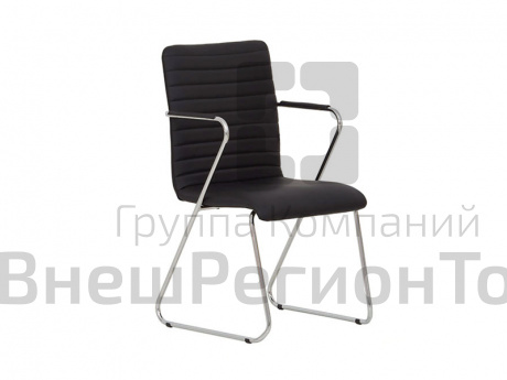 Кресло TASK (экокожа, цельный хром.каркас), цвет черный.