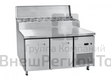 Стол холодильный для пиццы, 2 дверки, 2 полки + гастроемкости, b800 мм.
