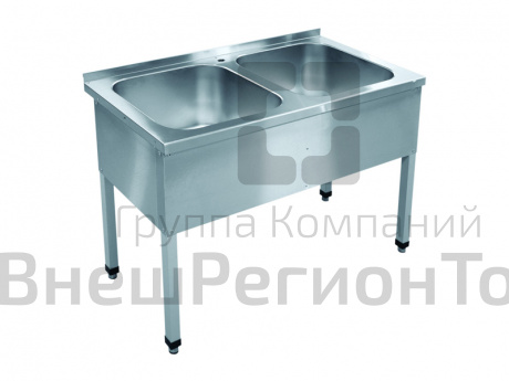 Ванна моечная, 2 секции, краш.каркас, 1200х600х860 мм.