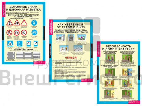 Комплект таблиц Безопасное поведение школьников 5 шт..
