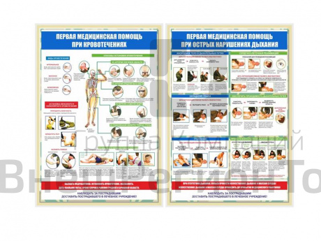 Стенды Первая медицинская помощь, 70х100 см, 5 шт..