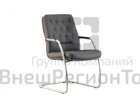Кресло CHESTER (экокожа, цельный хром.каркас), цвет серый.