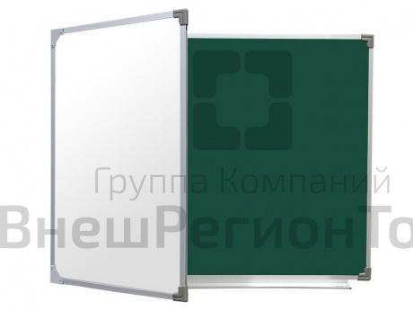 Двухэлементная магнитно-комбинированная доска 120х255 - алюминиевый профиль створка слева.