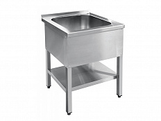 Ванна моечная, 1 секция + полка, нерж.ст., 635х700х860 мм