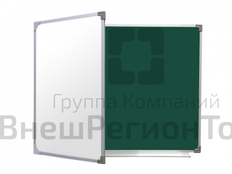 Двухэлементная магнитно-комбинированная доска 100х225 - алюминиевый профиль створка слева.