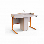 Стол ученический плоскоовальная труба с сантехникой и бортом ЛДСП