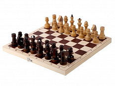 Шахматы обиходные лакированные с доской из ДВП (29 см)