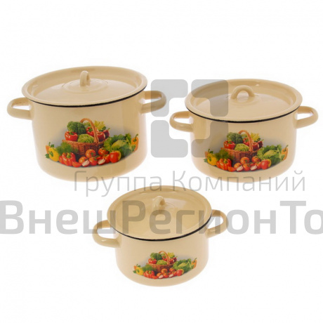 Набор кастрюль «Земляника», 3 шт.: 1.5 л, 2.9 л, 4.5 л.