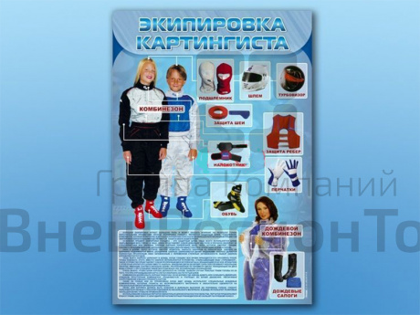 Стенд по ПДД Экипировка картингиста, 70х100 см.