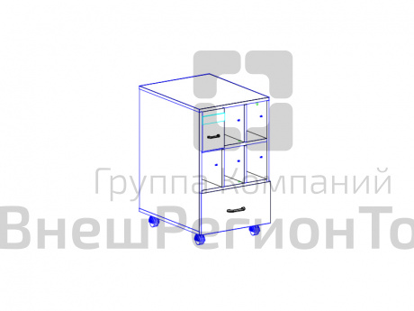 Шкаф-тумба формулярная на 6+1 ящиков (фасад МДФ+пластик) 466х500х719 мм.