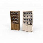 Стеллаж выставочный 4 накл.откр.полки 900х292(308)х2090 закр.шкаф без замка