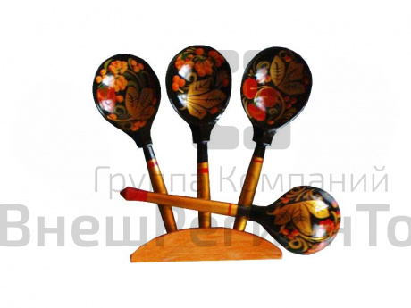 Ложки веерные "тройка" с росписью "хохлома".