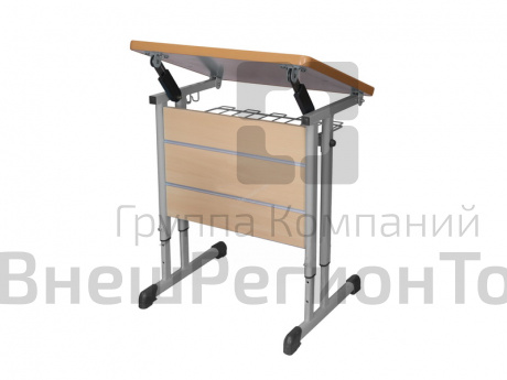 Стол ученический одноместный наклоняемый на плоскоовальной трубе.