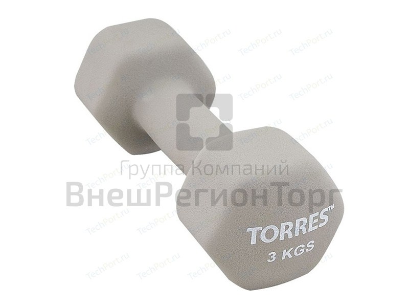 Гантель 3 кг серая.