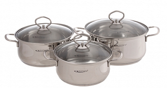 Набор кастрюль "Лира", 3 шт.: 1,6 л, 2,2 л, 3,2 л, капсульное дно