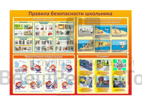 Стенд Правила безопасности школьника 200х140 см.
