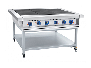 Плита электрическая на подставке, нерж.ст., 6 конфорок, 1475x850x860 мм