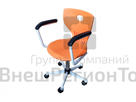 Стул ученический регулируемый с подлокотниками (пластик, газлифт, ролики) гр.р. 4-7.