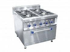 Плита газовая, нерж.ст., 4 горелки, духовка 800 x 899 x 944 мм
