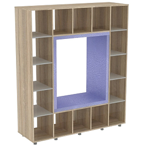 Стеллаж с мягким сиденьем 1916х600х2242 мм (серый/дуб сонома)