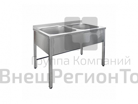 Ванна моечная, серия ПРОФИ, двухсекционная цельнотянутая с бортом.