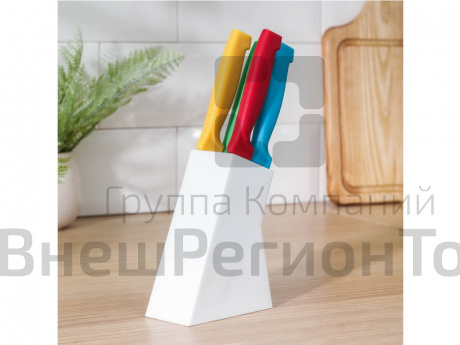 Набор кухонных ножей "Радуга", 4 шт., на подставке.