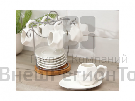 Набор чайный "Эстет", 12 предметов, на деревянной подставке.