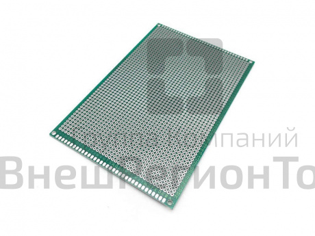 Двусторонняя макетная плата 10х22 см, зеленая.