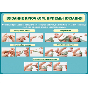 Стенд «Вязание крючком Приемы вязания»