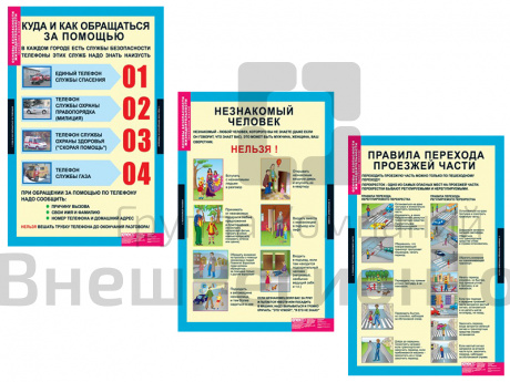Комплект таблиц Основы безопасности жизнедеятельности 1 - 4 класс 10 шт.