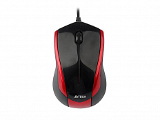 Мышь A4 Tech N-400-2 V-Track, оптическая, проводная, USB, черный и красный