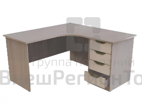 Стол письменный угловой с тумбой 4 ящика (ЛДСП 16 мм, рег.опоры).