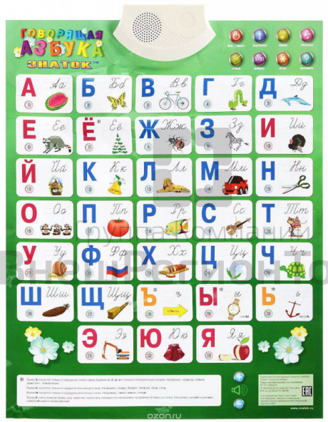 Плакат звуковой Азбука, для детей с ОВЗ.