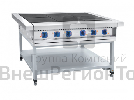 Плита электрическая на подставке, нерж.ст., 6 конфорок, 1475x850x860 мм.