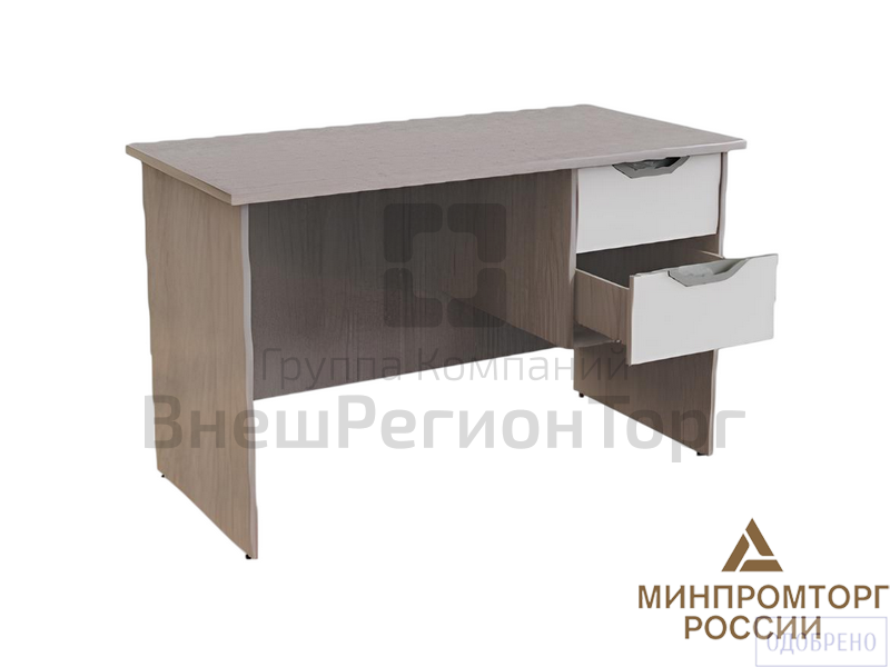 Стол письменный однотумбовый с двумя ящиками (ЛДСП 16 мм, рег.опоры).
