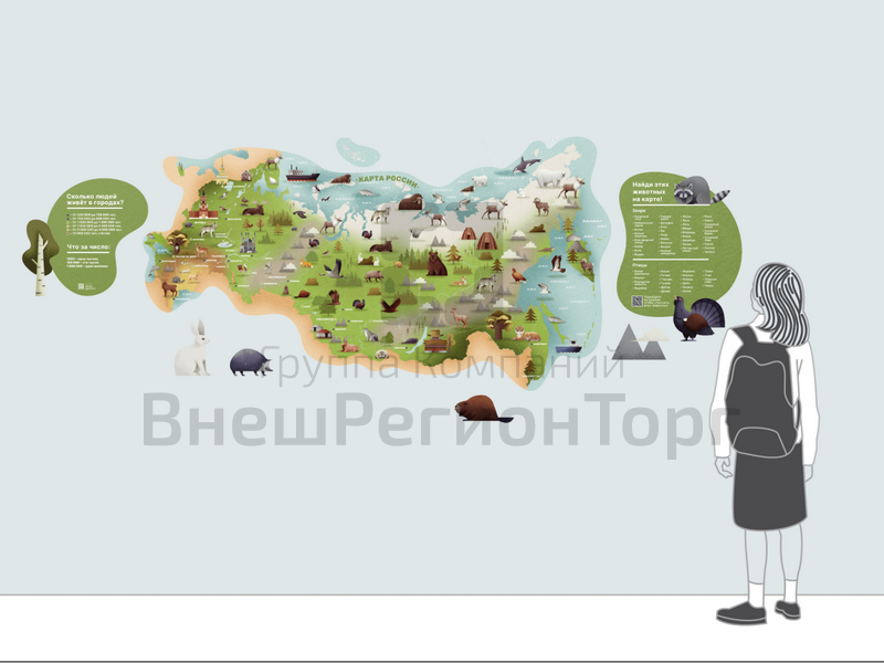 Карта России, 250x100 см.