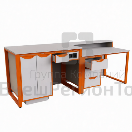 Стол демонстрационный для кабинета химии/биологии с розетками без сантехники, ЛДСП 16мм.