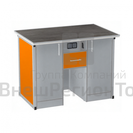 Стол демонстрационный с электрикой и тумбой, керамогранит.