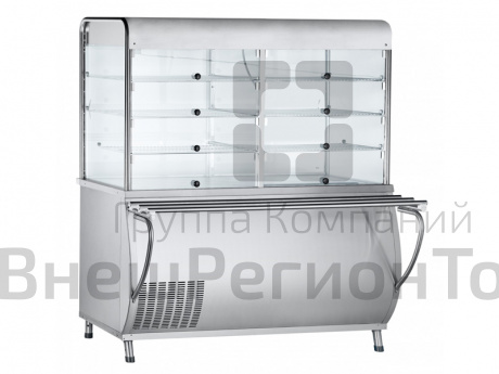 Прилавок холодильный закрытый Патша, 3 полки, 2 камеры с дверками, L1500 мм.