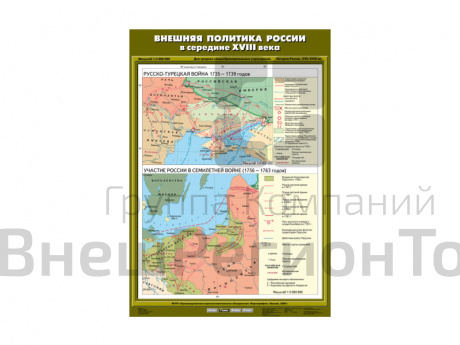 Учебная карта "Внешняя политика России в середине ХVIII века".