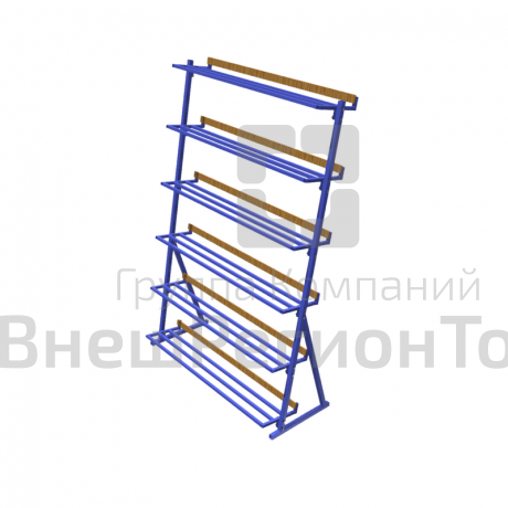 Стойка-стеллаж для хранения лыжных ботинок, 6 полок 1260х500х1910 мм.